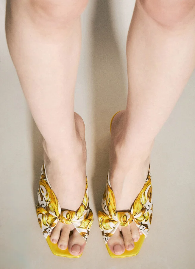 Dolce & Gabbana Majolica Silk Twill Heels - Woman Heels Gold Eu - 38 - Image 4