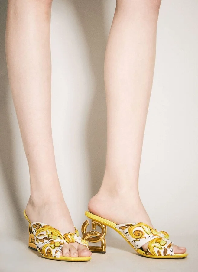 Dolce & Gabbana Majolica Silk Twill Heels - Woman Heels Gold Eu - 38