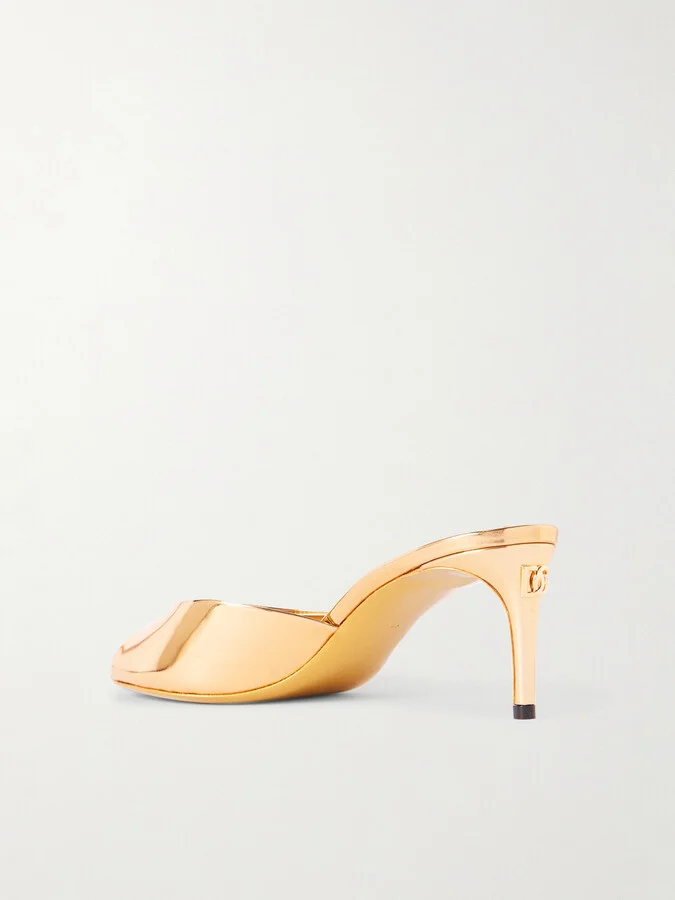 Dolce & Gabbana - Metallic-leather Mules - Gold - Image 3