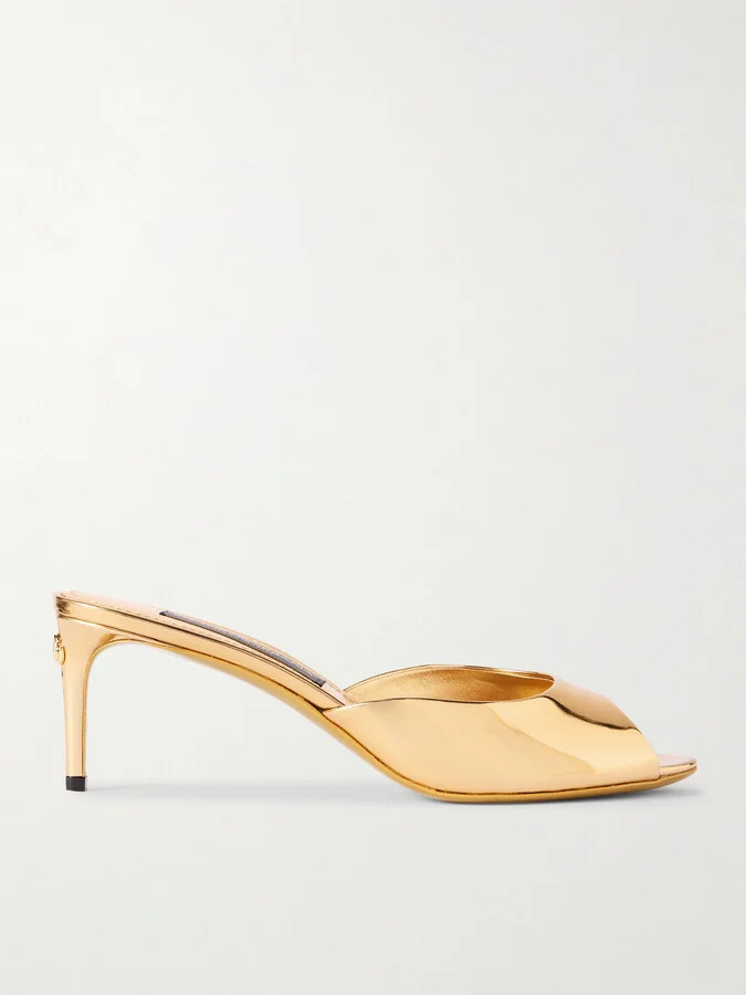 Dolce & Gabbana - Metallic-leather Mules - Gold