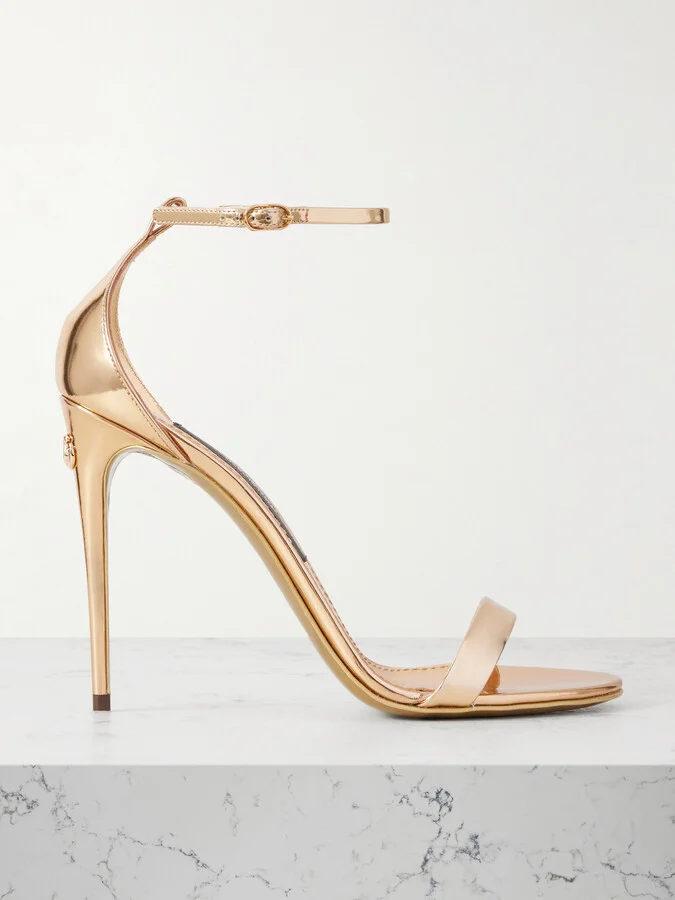 Dolce & Gabbana - Mirrored-leather Sandals - Gold