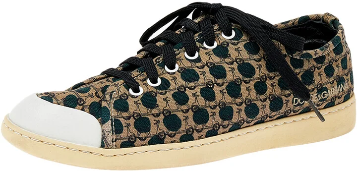 Dolce & Gabbana Multicolor Canvas And Leather Low Top Sneakers
