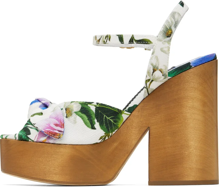 Dolce&Gabbana Multicolor Jacquard Platform Heeled Sandals - Image 3