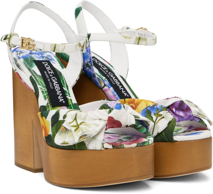 Dolce&Gabbana Multicolor Jacquard Platform Heeled Sandals - Image 4
