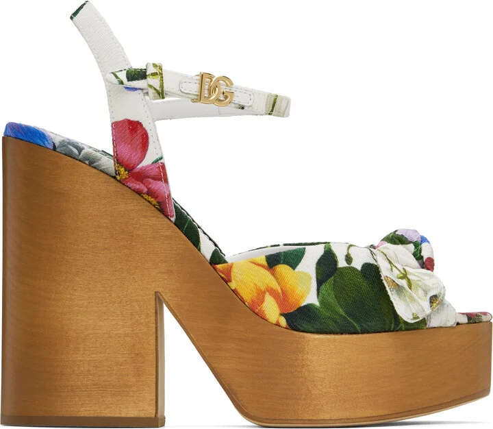 Dolce&Gabbana Multicolor Jacquard Platform Heeled Sandals