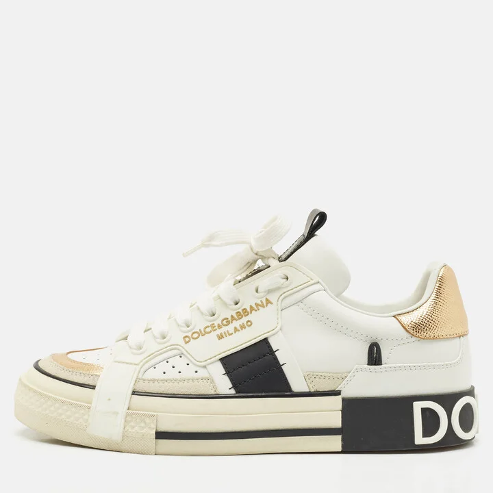 Dolce & Gabbana Multicolor Leather and Suede Custom 2.Zero Sneakers Size 38