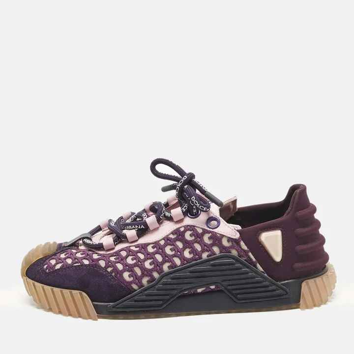 Dolce & Gabbana Multicolor Leather and Suede Ns1 Lace Up Sneakers Size 37.5