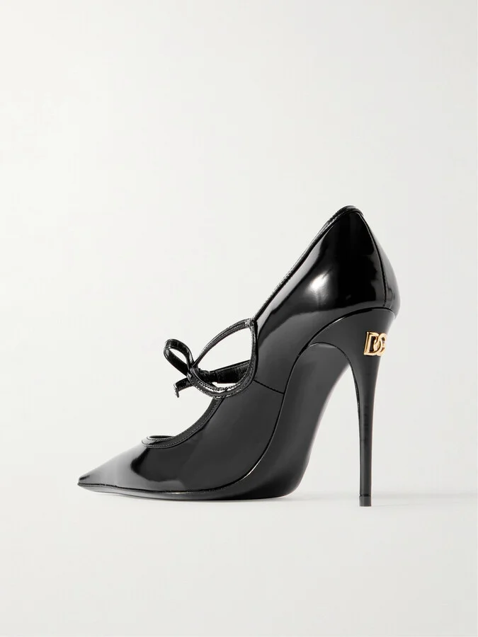 Dolce & Gabbana - Mun Bow-embellished Patent-leather Pumps - Black - Image 3