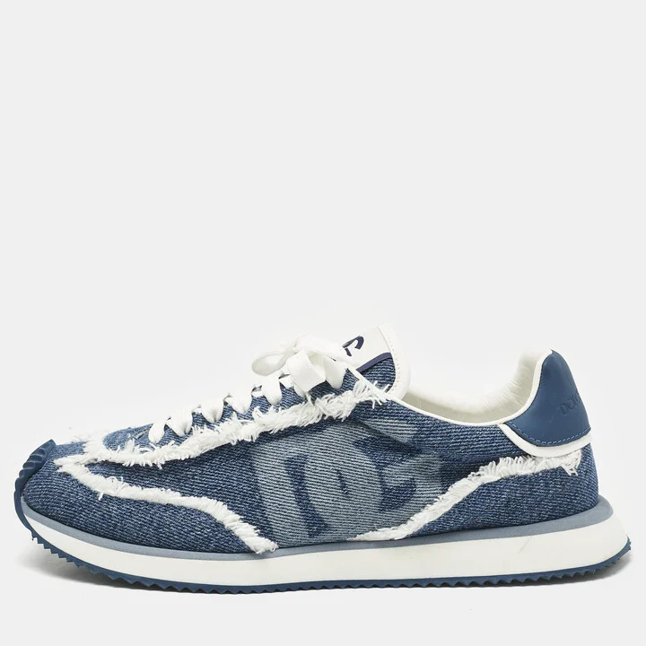 Dolce & Gabbana Navy Blue Denim Aria Lace Up Sneakers Size 41