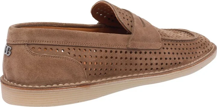 Dolce & Gabbana New Florio Perforated Suede Loafers Shoes - Image 3