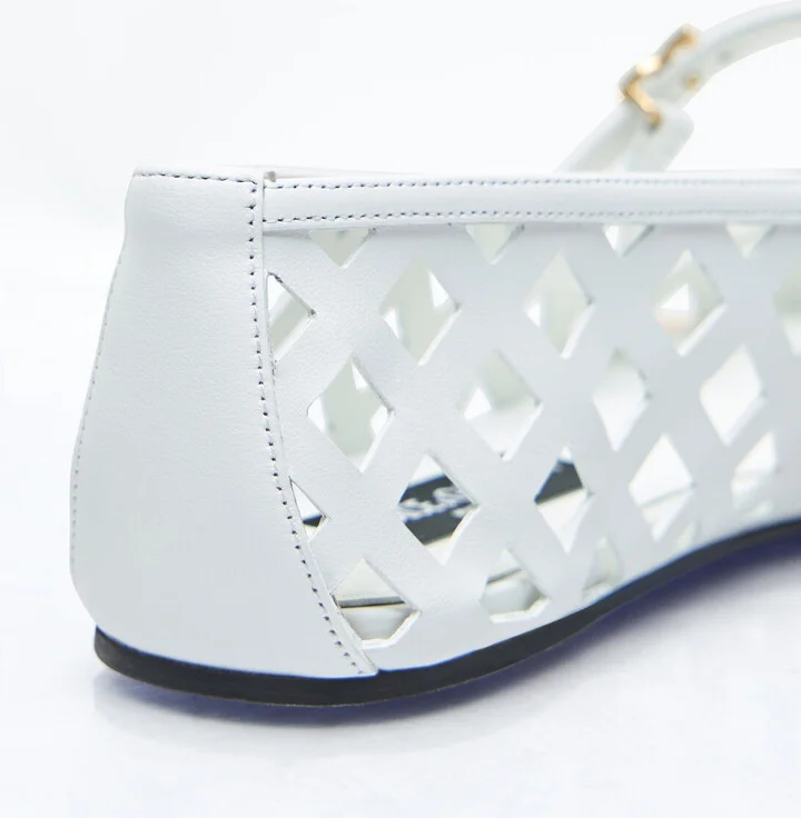 Dolce & Gabbana Openwork Leather Ballerina Flats - Woman Flats White Eu - 37 - Image 6