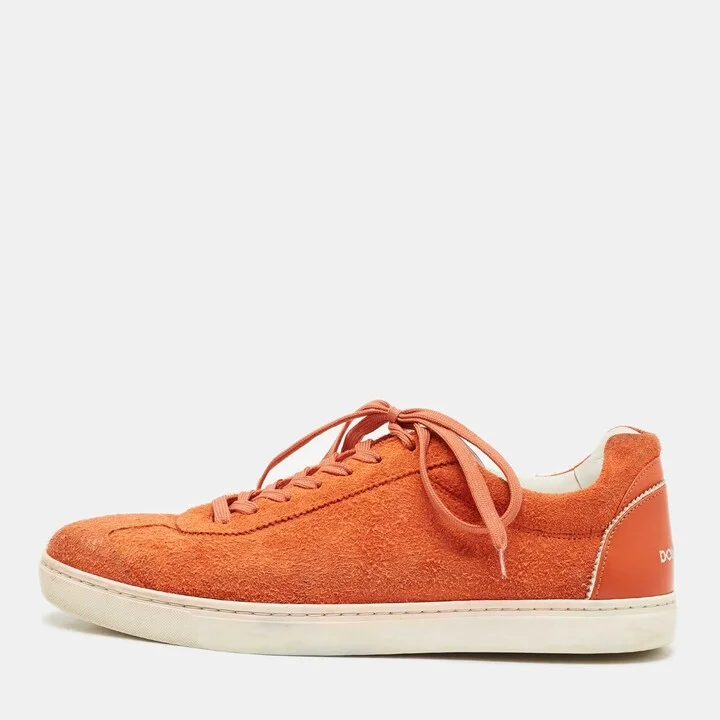 Dolce & Gabbana Orange Suede Low Top Sneakers Size 43