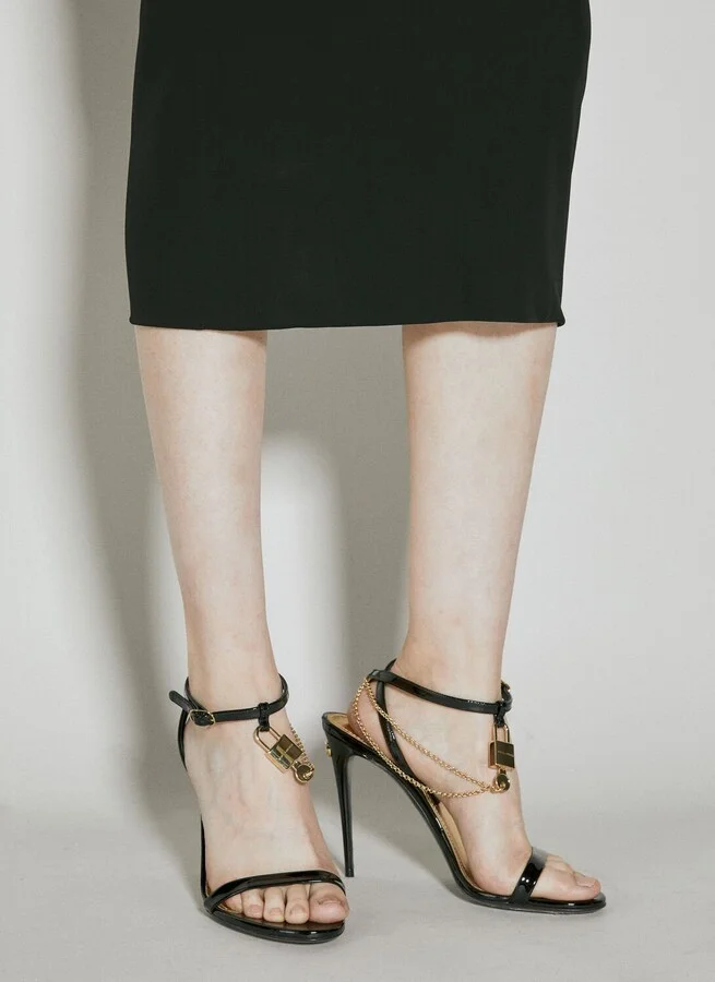 Dolce & Gabbana Patent Leather Heeled Sandals - Woman Heels Black Eu - 38