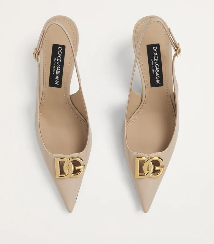 Dolce & Gabbana Patent Leather Logo Slingback Pumps 60 - Image 3