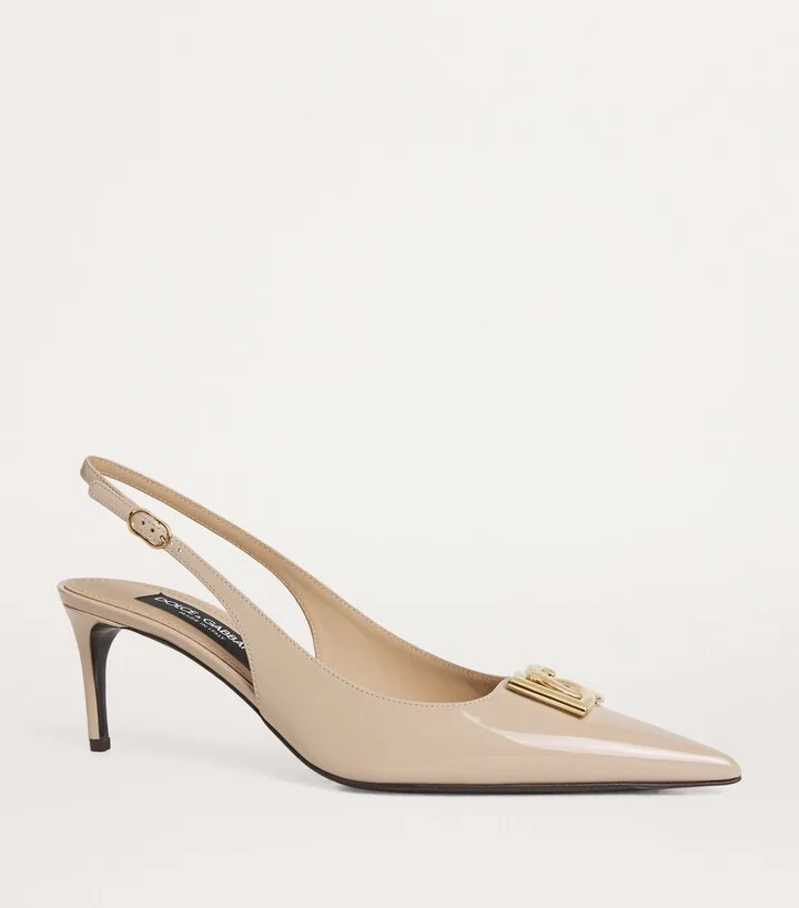 Dolce & Gabbana Patent Leather Logo Slingback Pumps 60 - Image 5