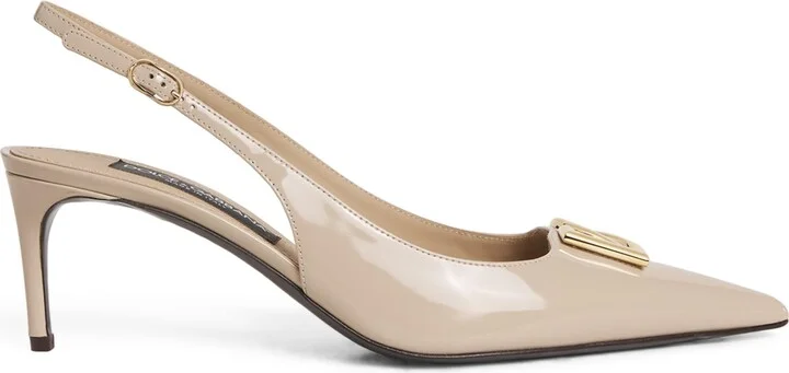 Dolce & Gabbana Patent Leather Logo Slingback Pumps 60