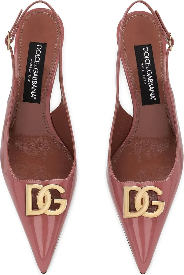 Dolce & Gabbana Patent Leather Logo Slingback Pumps - Image 2