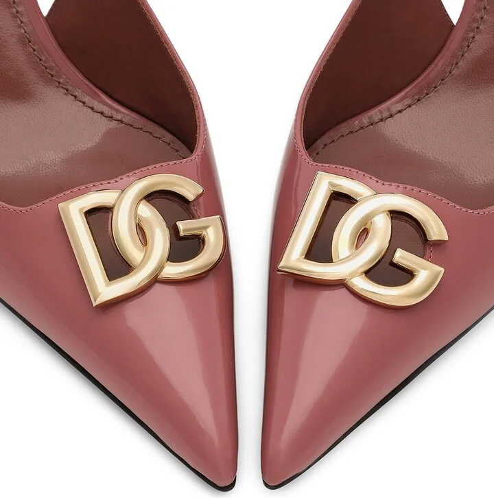 Dolce & Gabbana Patent Leather Logo Slingback Pumps - Image 3