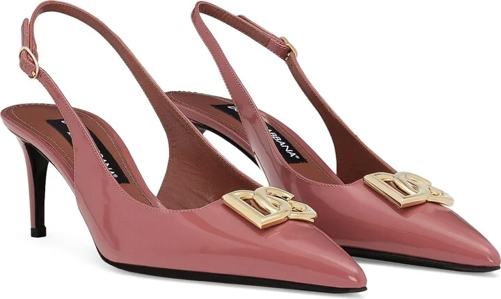 Dolce & Gabbana Patent Leather Logo Slingback Pumps - Image 4