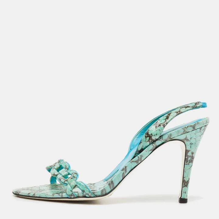 Dolce & Gabbana Persian Green Python Slingback Sandals Size 38