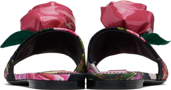 Dolce&Gabbana Pink & Black Rose Sandals - Image 2