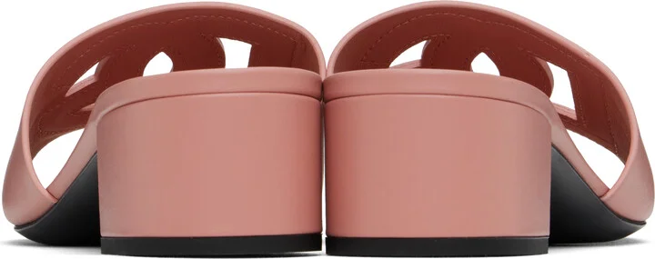 Dolce&Gabbana Pink Calfskin 'DG' Logo Heeled Sandals - Image 2