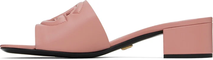 Dolce&Gabbana Pink Calfskin 'DG' Logo Heeled Sandals - Image 3