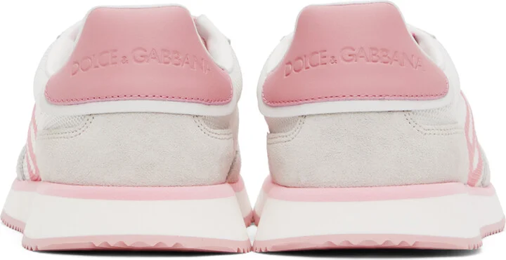 Dolce&Gabbana Pink & Gray Mixed-Material 'DG' Cushion Sneakers - Image 2
