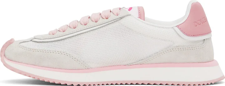 Dolce&Gabbana Pink & Gray Mixed-Material 'DG' Cushion Sneakers - Image 3