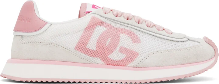 Dolce&Gabbana Pink & Gray Mixed-Material 'DG' Cushion Sneakers