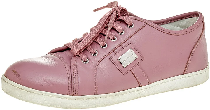 Dolce & Gabbana Pink Leather Low Top Sneakers Size 37