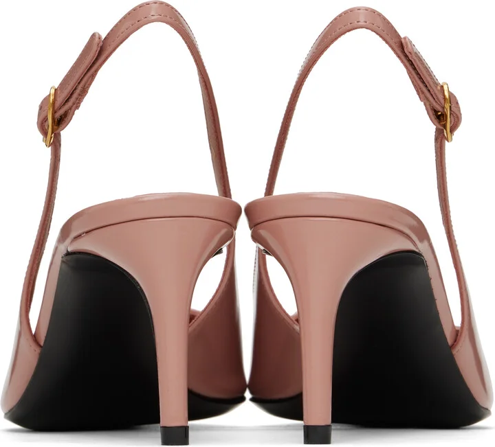 Dolce&Gabbana Pink Polished Calfskin Slingback Heels - Image 2