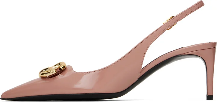 Dolce&Gabbana Pink Polished Calfskin Slingback Heels - Image 3