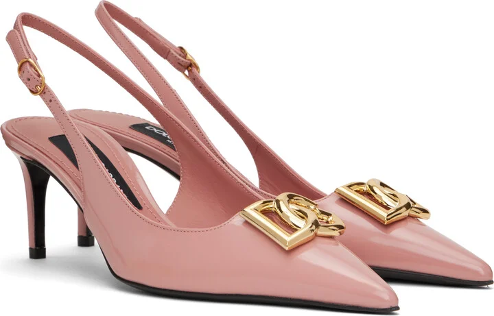 Dolce&Gabbana Pink Polished Calfskin Slingback Heels - Image 4