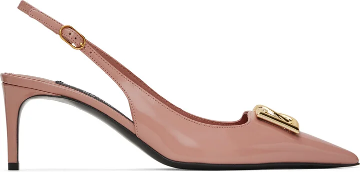Dolce&Gabbana Pink Polished Calfskin Slingback Heels