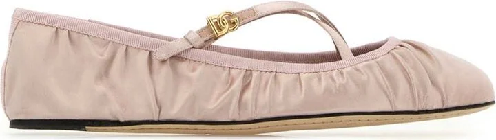 Dolce & Gabbana Pink Satin Ballet Flats