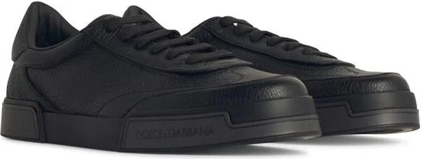 Dolce & Gabbana 'Portofino' Black Leather Sneakers - Image 2