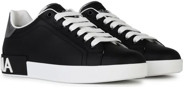 Dolce & Gabbana 'Portofino' Black Leather Sneakers - Image 2