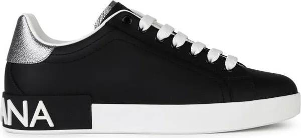 Dolce & Gabbana 'Portofino' Black Leather Sneakers