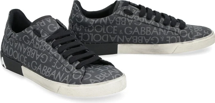 Dolce & Gabbana Portofino Leather And Fabric Low-Top Sneakers - Image 3