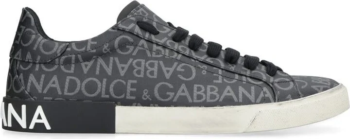 Dolce & Gabbana Portofino Leather And Fabric Low-Top Sneakers