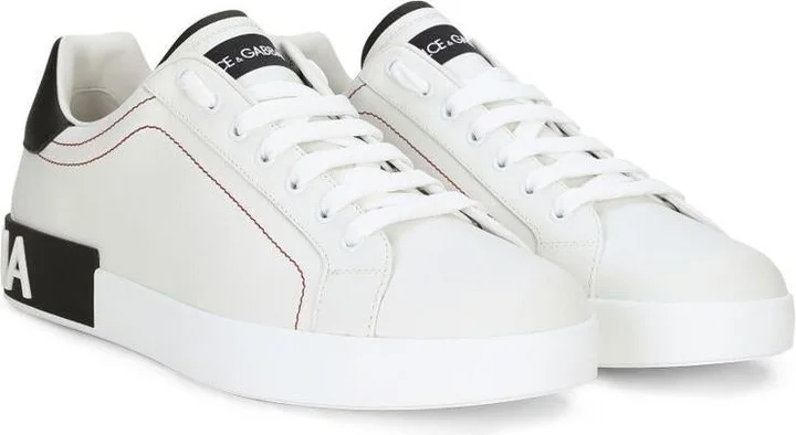 Dolce & Gabbana Portofino Leather Sneakers With Rubberized Logo Shoes - Image 2