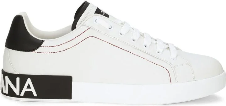 Dolce & Gabbana Portofino Leather Sneakers With Rubberized Logo Shoes