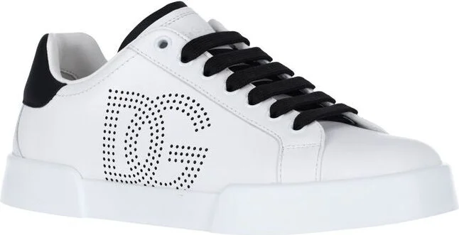 Dolce & Gabbana 'Portofino' White Leather Sneakers - Image 3