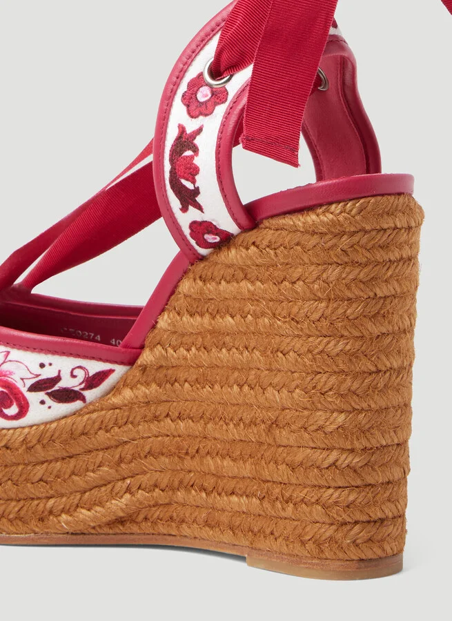 Dolce & Gabbana Printed Brocade Wedge Sandals - Woman Platforms Pink Eu - 36 - Image 5