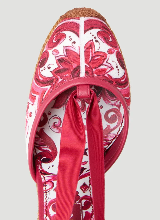 Dolce & Gabbana Printed Brocade Wedge Sandals - Woman Platforms Pink Eu - 36 - Image 6