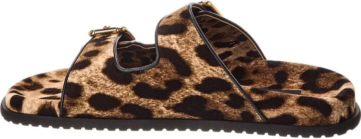 Dolce & Gabbana Printed Velvet & Leather Slide - Image 2