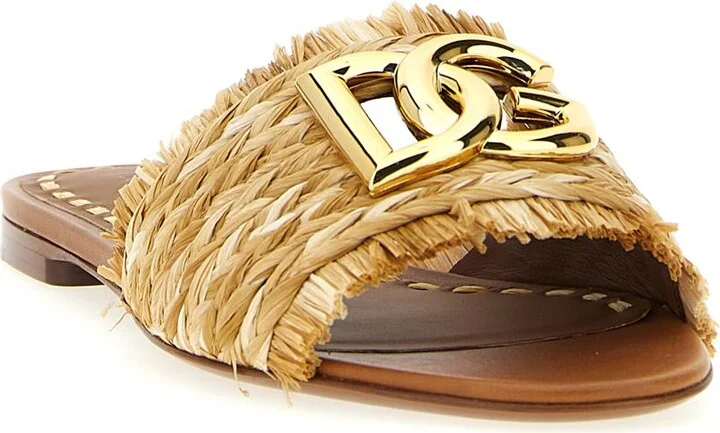 Dolce & Gabbana Raffia Braid Slides - Image 2