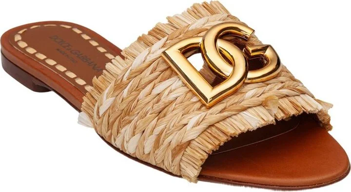 Dolce & Gabbana Raffia Braid Slipper With Fringes - Image 2