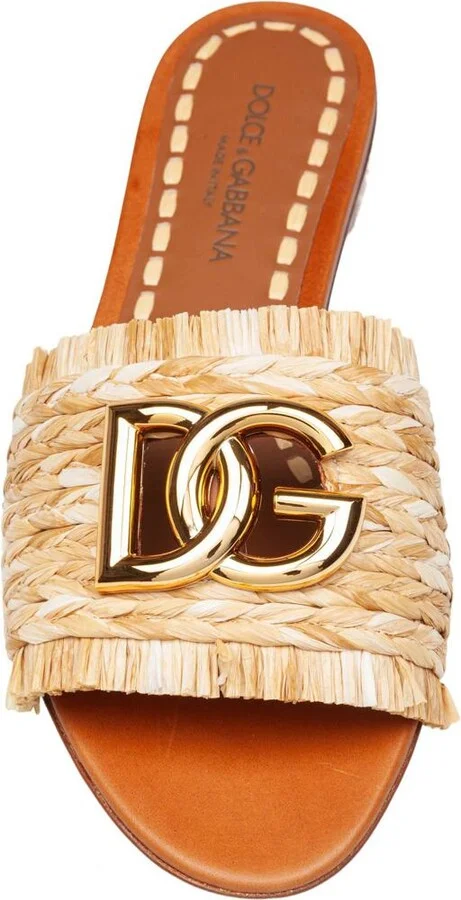 Dolce & Gabbana Raffia Braid Slipper With Fringes - Image 3